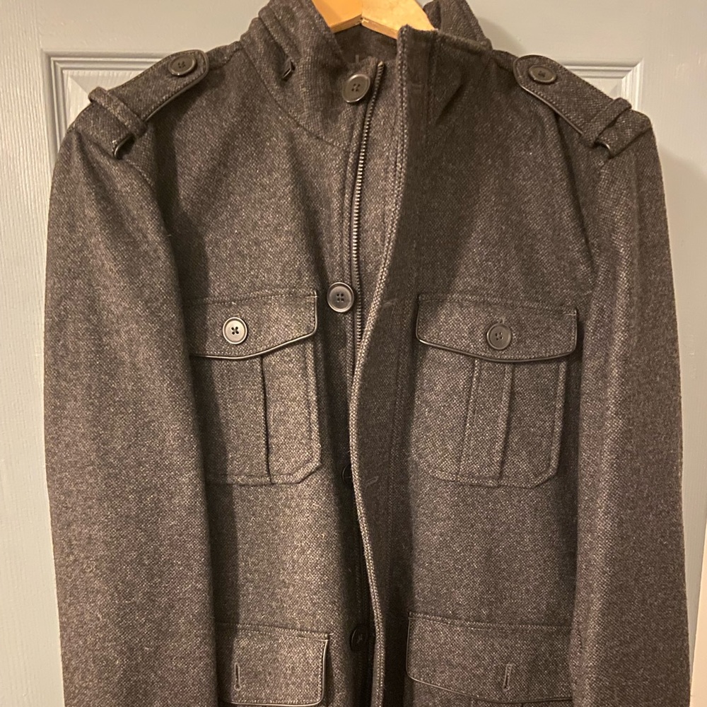 Men Express wool coat gray large like new